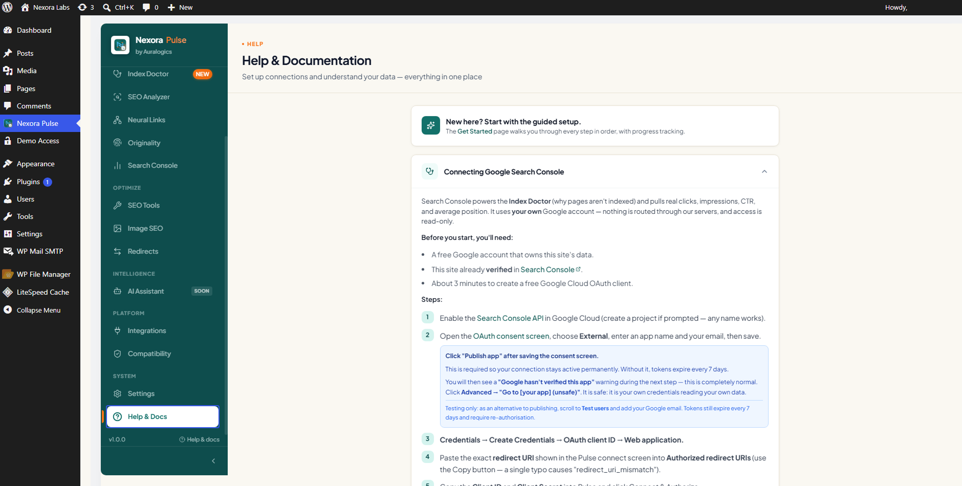 Nexora Pulse Help & Documentation with step-by-step integration guides